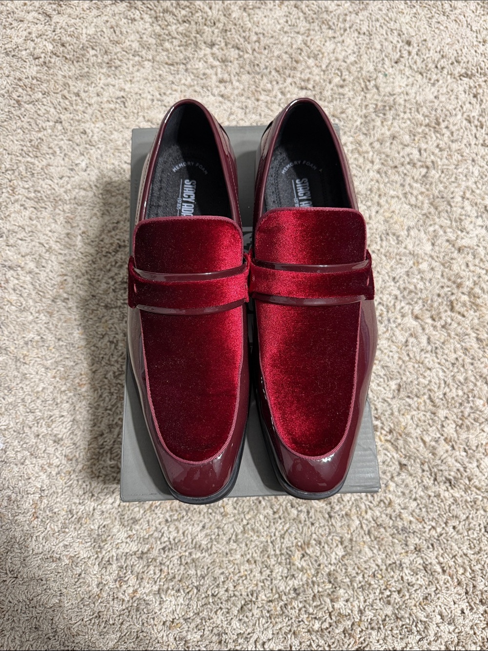 Stacy Adams Red Velvet Penny Loafers